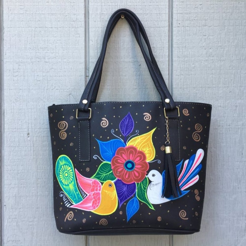 Hand Painted Mexican Tote Bag